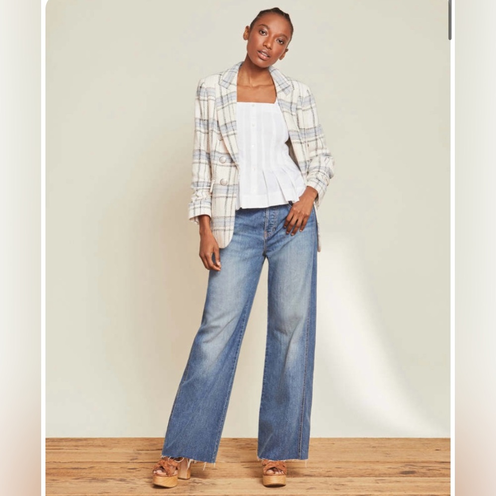 Veronica Beard Taylor High Waist Wide Leg Jeans in Keystone - Size 32